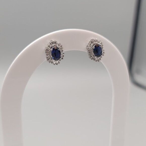 Blue Stone Stud Earrings - Picture 4 of 5